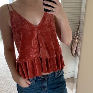 NWOT Aerie Velvet Gathered Cami in Rust Sz XS